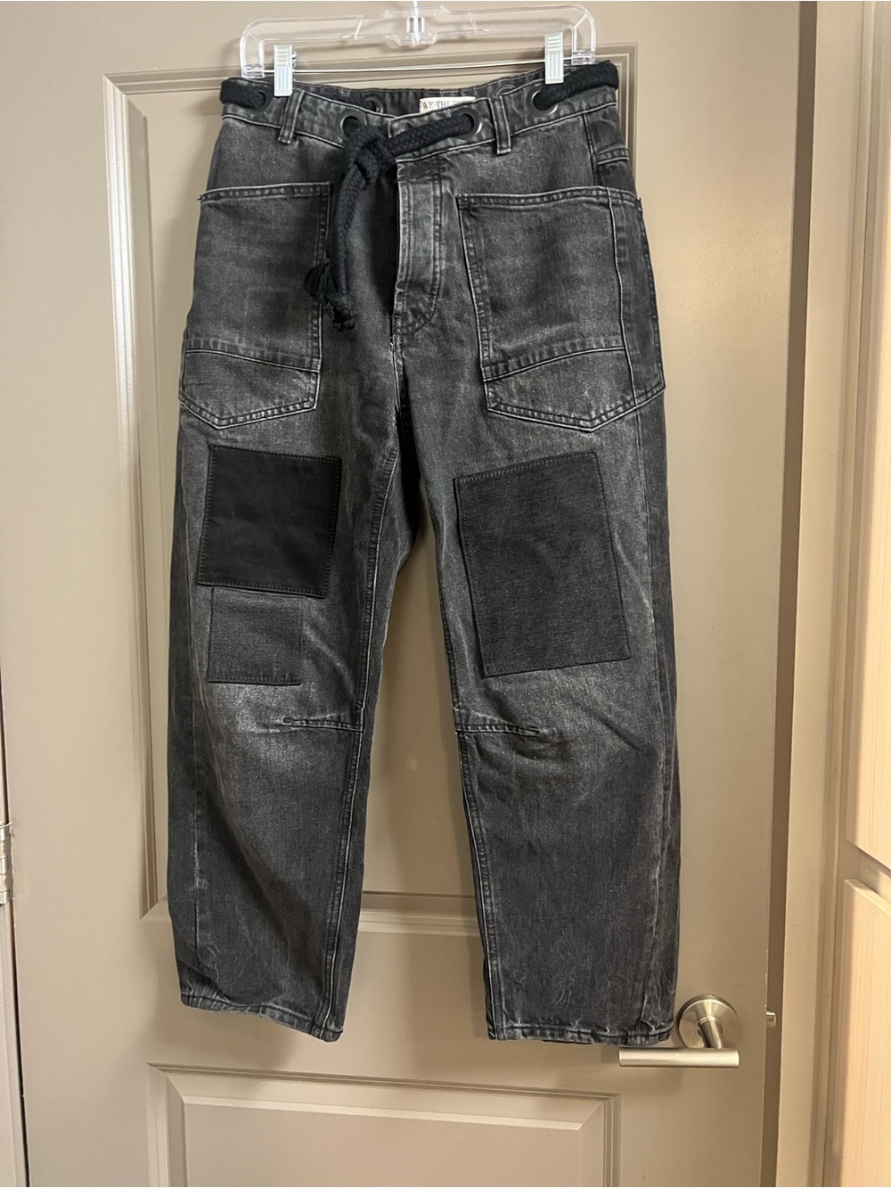 Free People We The Free Moxie Low Slung Jeans Wide Leg Barrel Leg Black Size 27 - Picture 4 of 6